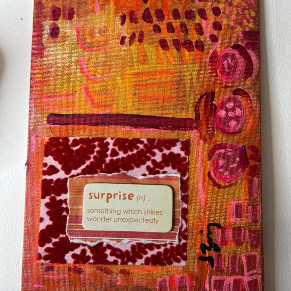 Original Abstract Art "Surprise" canvas 5 x 7" - Picture 1 of 1